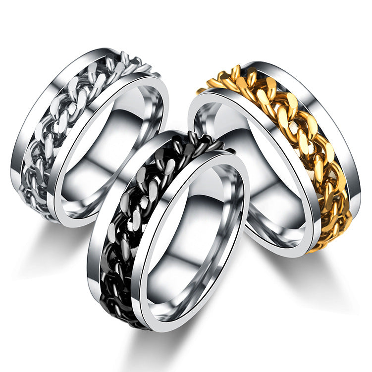 Titanium Steel Rotatable Chain Rings for Women Men Spinner Ring Multif –  CloudyVine